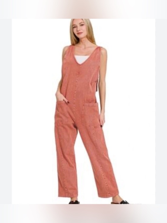 Zenana Outfitters Pants - 🆕 FREE Cami w/Cabernet Denim Overall Jumpsuit Adjustable Straps Stretch Romper